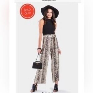 NWT Francesca's Black Snakeskin Paperbag Waist Jumpsuit